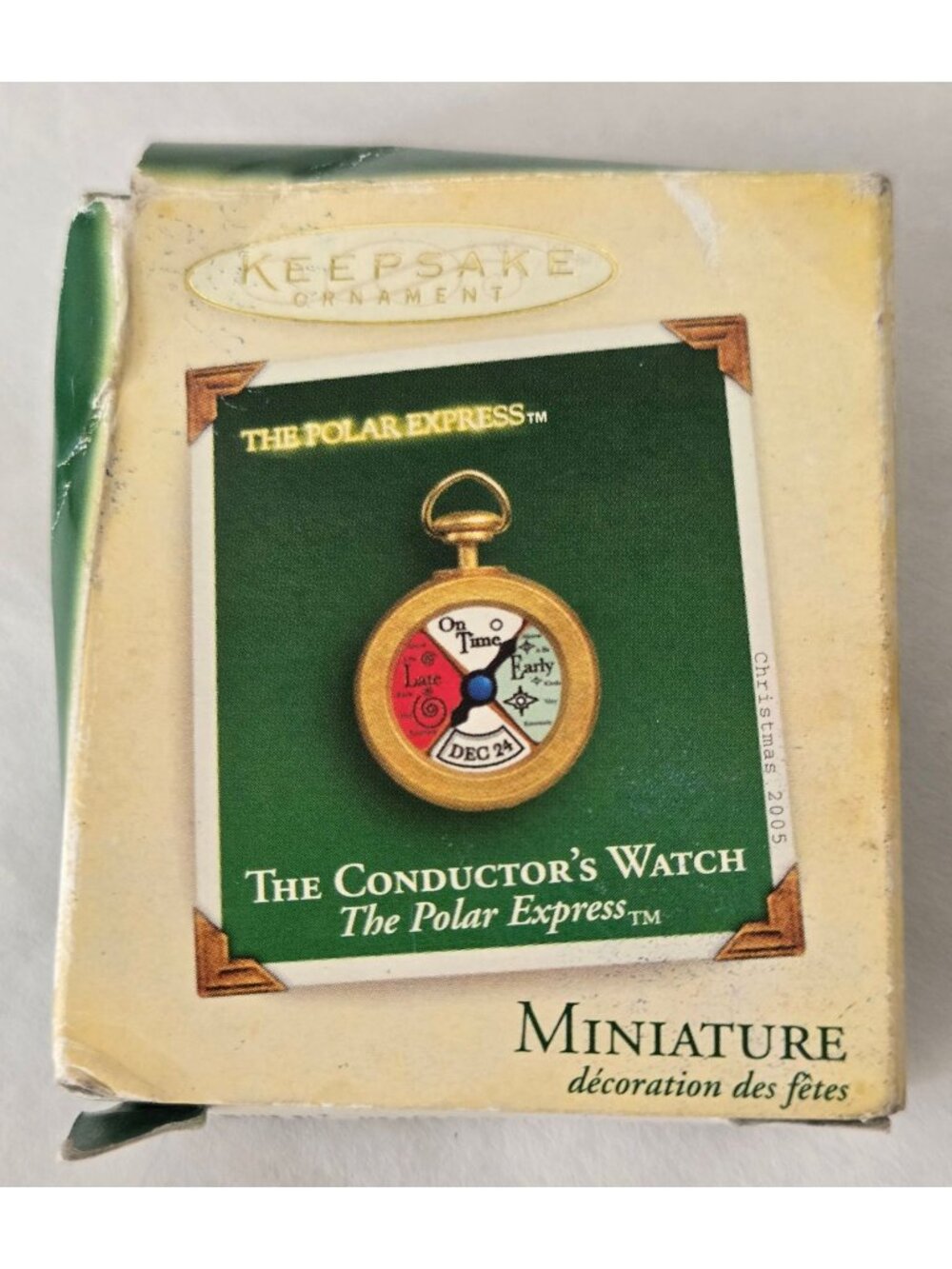 Vintage Hallmark Polar Express Mini Conductor's Watch 2005 Christmas Ornament
